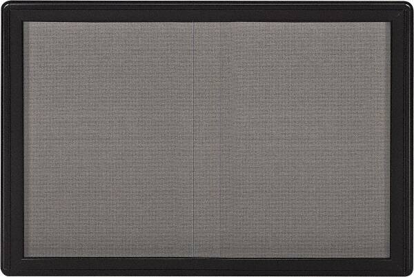 Ghent - 47" Wide x 34" High Enclosed Cork Bulletin Board - Fabric Covered, Black - Americas Industrial Supply