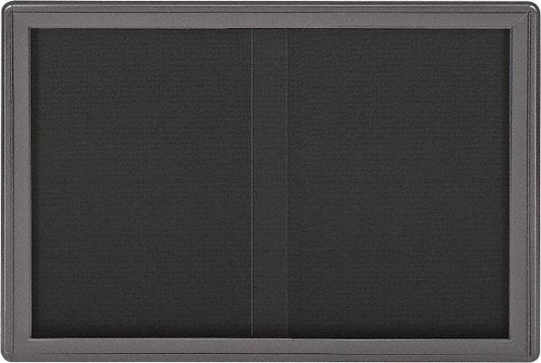 Ghent - 47" Wide x 34" High Enclosed Cork Bulletin Board - Fabric Covered, Gray - Americas Industrial Supply