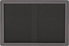 Ghent - 47" Wide x 34" High Enclosed Cork Bulletin Board - Fabric Covered, Gray - Americas Industrial Supply