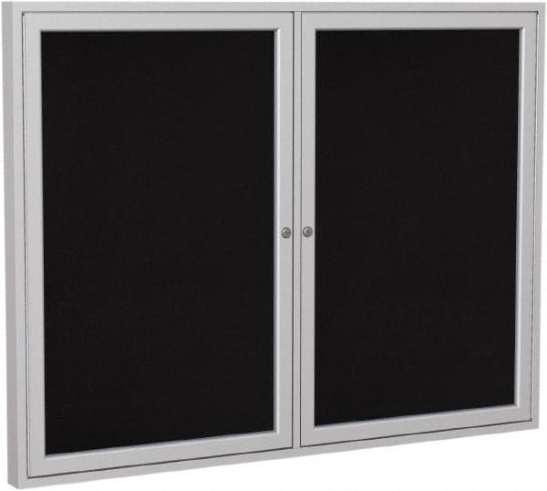 Ghent - 48" Wide x 36" High Enclosed Cork Bulletin Board - Rubber, Black - Americas Industrial Supply