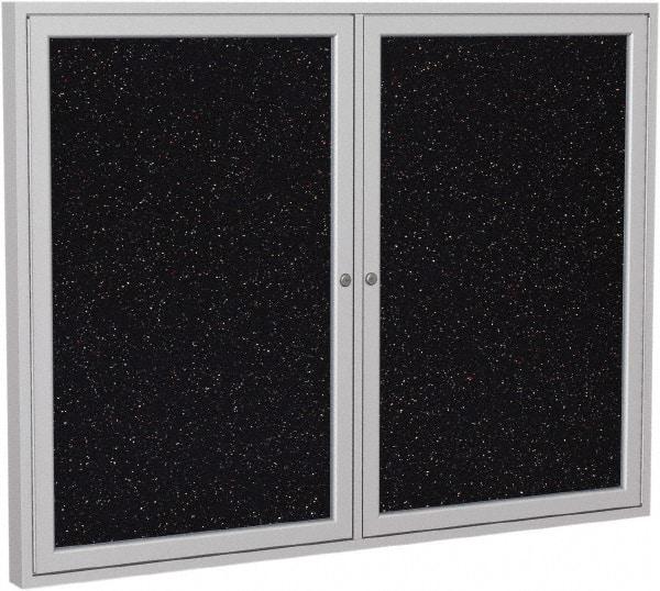 Ghent - 48" Wide x 36" High Enclosed Cork Bulletin Board - Rubber, Confetti (Color) - Americas Industrial Supply