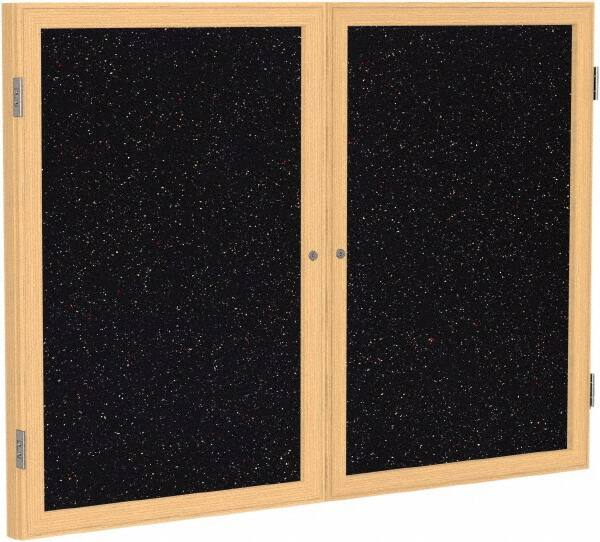 Ghent - 48" Wide x 36" High Enclosed Cork Bulletin Board - Rubber, Confetti (Color) - Americas Industrial Supply