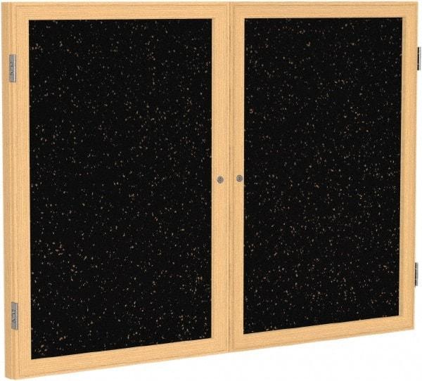 Ghent - 48" Wide x 36" High Enclosed Cork Bulletin Board - Rubber, Tan Speckled - Americas Industrial Supply