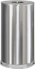 Rubbermaid - 15 Gal Silver Round Decorative Waste Receptacle With Top - Steel, 28" High - Americas Industrial Supply