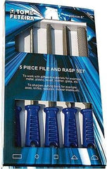 Anglo American - 5 Piece American Pattern File Set - 8" Long, Bastard Coarseness, Set Includes Square, Flat, Round, Half Round, Three Square - Americas Industrial Supply