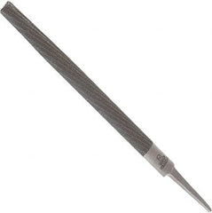 Anglo American - 14" Long, Smooth Cut, Half Round American-Pattern File - Double Cut, 0.37" Overall Thickness, Tang - Americas Industrial Supply