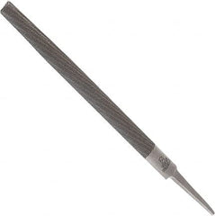 Anglo American - 8" Long, Smooth Cut, Half Round American-Pattern File - Double Cut, 0.22" Overall Thickness, Tang - Americas Industrial Supply