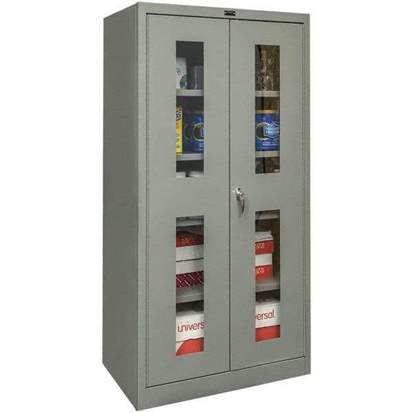 Hallowell - 4 Shelf Locking Storage Cabinet - Steel, 48" Wide x 18" Deep x 72" High, Gray - Americas Industrial Supply
