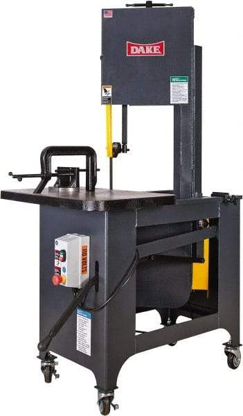 Dake - 9 Inch Throat Capacity, Step Pulley Vertical Bandsaw - 309, 618, 1191, 2382 RPM, 1 HP, Three Phase - Americas Industrial Supply