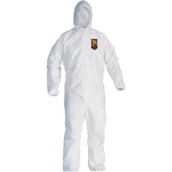 KleenGuard - Size L Polypropylene General Purpose Coveralls - White, Zipper Closure, Elastic Cuffs, Elastic Ankles, Serged Seams - Americas Industrial Supply