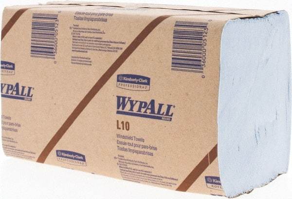 WypAll - L10 Dry Glass & Lens Wipes - 9" x 10-1/4" Sheet Size, Blue - Americas Industrial Supply