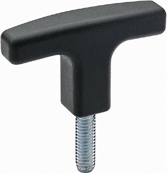 Elesa - 3-1/8" Head Length, Threaded Stem T Handle - Black - Americas Industrial Supply