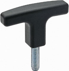 Elesa - 3-1/8" Head Length, Threaded Stem T Handle - Black - Americas Industrial Supply
