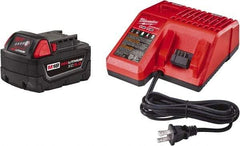 Milwaukee Tool - 18 Volt Lithium-Ion Power Tool Battery - 5 Ahr Capacity, 110 min Charge Time, Series RED LITHIUM - Americas Industrial Supply