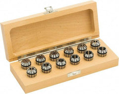 Parlec - 10 Piece, 3/32" to 3/8" Capacity, ER Collet Set - 0.0002" TIR, Series ER16 - Exact Industrial Supply