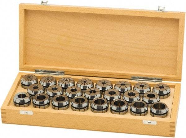 Parlec - 23 Piece, 4mm to 26mm Capacity, ER Collet Set - 0.0002" TIR, Increments of 0.0394", Series ER40 - Exact Industrial Supply