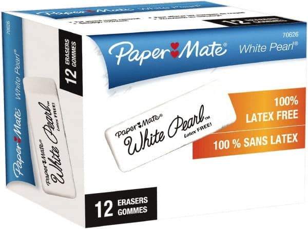 Paper Mate - Rectangle Rubber Eraser - White - Americas Industrial Supply