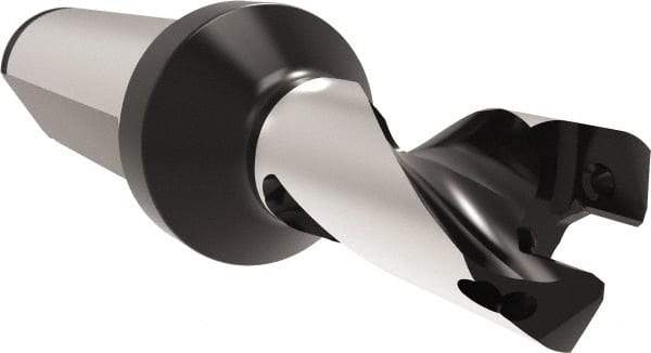 Allied Machine and Engineering - Series 13, 13 to 13.99mm Diam, 20mm Diam Straight Shank with Flange, Helical Flute Spade Drill - 16mm Max Depth, 43mm Body Length, 93mm OAL, Short Length, Through Coolant - Americas Industrial Supply