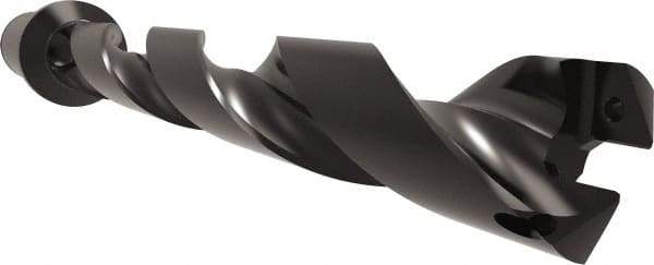 Allied Machine and Engineering - Series 32, 32 to 35mm Diam, 1-1/2" Diam Straight Shank with Flange, Helical Flute Spade Drill - 9-41/64" Max Depth, 11-23/32" Body Length, 14-13/32" OAL, Standard Length, Through Coolant - Americas Industrial Supply