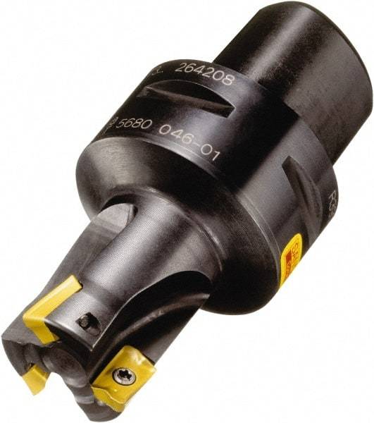 Sandvik Coromant - 2 Inserts, 20mm Cut Diam, 32mm Arbor Diam, 10mm Max Depth of Cut, Indexable Square-Shoulder Face Mill - 69mm High, R390-11.. Insert Compatibility, Through Coolant, Series CoroMill 390 - Americas Industrial Supply