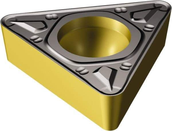 Sandvik Coromant - TCMT222 KR Grade 3210 Carbide Turning Insert - TiCN/AI2O3/TiN Finish, 60° Triangle, 1/4" Inscr Circle, 1/8" Thick, 1/32" Corner Radius - Americas Industrial Supply