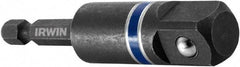 Irwin - 1/2" Square Size Hex to Square Adapter - 1/4" Hex Drive, 3" OAL - Americas Industrial Supply