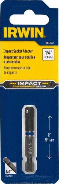 Irwin - 1/4" Square Size Hex to Square Adapter - 1/4" Hex Drive, 2" OAL - Americas Industrial Supply