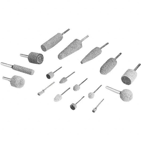 3M - 1/4" Head Diam x 1/2" Thickness, W163, Cylinder End, Aluminum Oxide Mounted Point - Gray, Medium Grade, 60,000 RPM - Americas Industrial Supply
