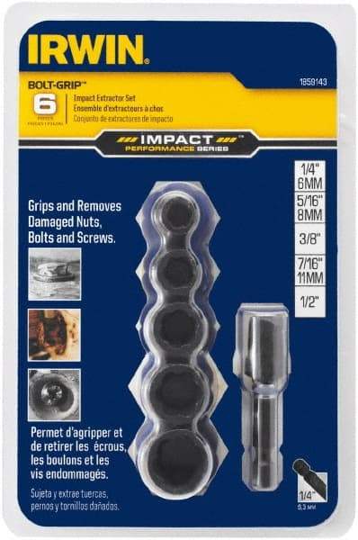 Irwin - 6 Piece Bolt Extractor Set - Clam Shell - Americas Industrial Supply