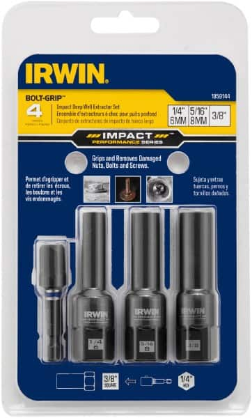 Irwin - 4 Piece Bolt Extractor Set - Clam Shell - Americas Industrial Supply