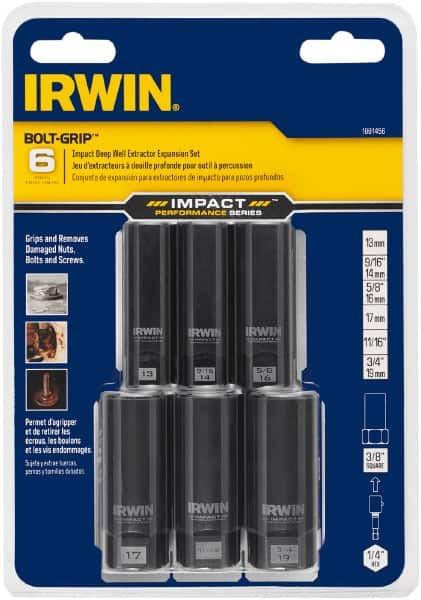 Irwin - 6 Piece Bolt Extractor Set - Magnetic Rail - Americas Industrial Supply