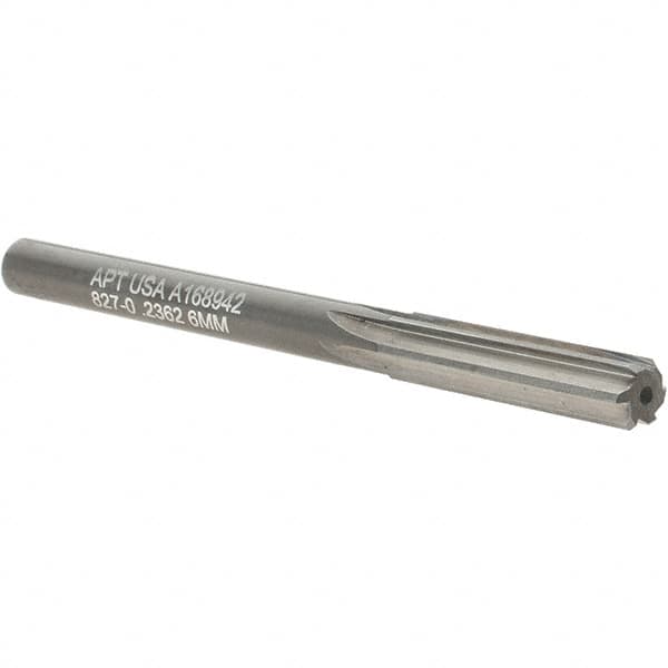 Alvord Polk - 6mm Solid Carbide 6 Flute Chucking Reamer - Straight Flute, Straight Shank, 1" Flute Length, 3" OAL - Americas Industrial Supply