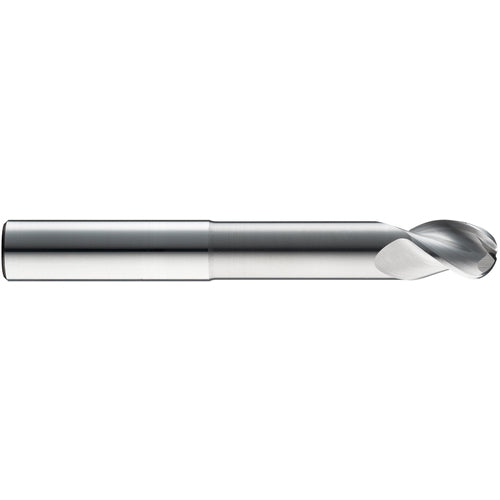 5/8″ Dia. × 5/8″ Shank × 3/4″ DOC × 4″ OAL, Carbide TiB2, Spiral , 3 Flute, 38° Helix, Ballnose End Mill - Exact Industrial Supply