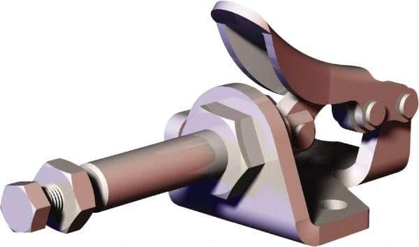 De-Sta-Co - 150.62 Lb Load Capacity, Flanged Base, Stainless Steel, Standard Straight Line Action Clamp - 5 Mounting Holes, 0.19" Mounting Hole Diam, 0.28" Plunger Diam, Thumb Handle - Americas Industrial Supply
