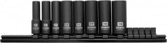 Irwin - 8 Piece 3/8" Drive Deep Well Impact Socket Set - 6 Points, 10mm to 19mm Range, Metric Measurement Standard - Americas Industrial Supply