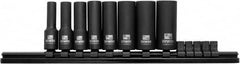 Irwin - 8 Piece 3/8" Drive Deep Well Impact Socket Set - 6 Points, 5/16" to 3/4" Range, Inch Measurement Standard - Americas Industrial Supply