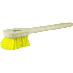 20″ Utility Scrub Brush, Yellow Polypropylene, Long Handle, Wood Block - Americas Industrial Supply