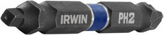 Irwin - #2" Square Size Phillips/Square Screwdriver Bit - 1/4" Hex Drive, 2-3/8" OAL - Americas Industrial Supply