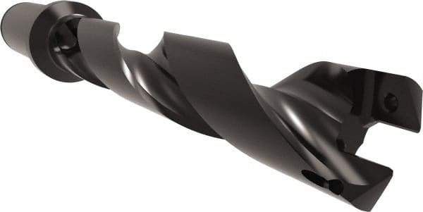 Allied Machine and Engineering - Series 24, 24 to 26mm Diam, 1" Diam Straight Shank with Flange, Helical Flute Spade Drill - 5-1/8" Max Depth, 6-17/32" Body Length, 8-13/16" OAL, Standard Length, Through Coolant - Americas Industrial Supply