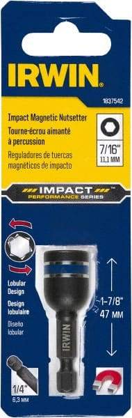 Irwin - 5/8" Magnetic Nutsetter - 1/4" Hex Drive, 1-7/8" OAL, 5/8" Socket Nose Diam - Americas Industrial Supply