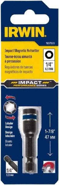 Irwin - 7/16" Magnetic Nutsetter - 1/4" Hex Drive, 1-7/8" OAL, 7/16" Socket Nose Diam - Americas Industrial Supply