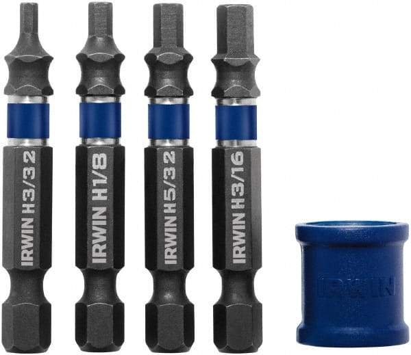 Irwin - 5 Piece, Bit Set - 3/32 to 3/16" Hex, Hex Point - Americas Industrial Supply