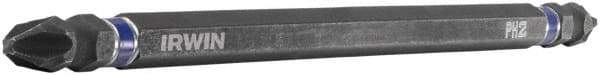 Irwin - #2 x #2 D/E Phillips Screwdriver Bit - 1/4" Hex Drive, 6" OAL - Americas Industrial Supply