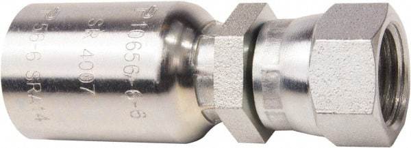 Parker - 7/16-20 JIC Steel Hydraulic Hose Female JIC 37/45° Dual Flare Swivel Straight Fitting - 6,000 psi, -4 Hose Size, 1/4" Hose Diam - Americas Industrial Supply