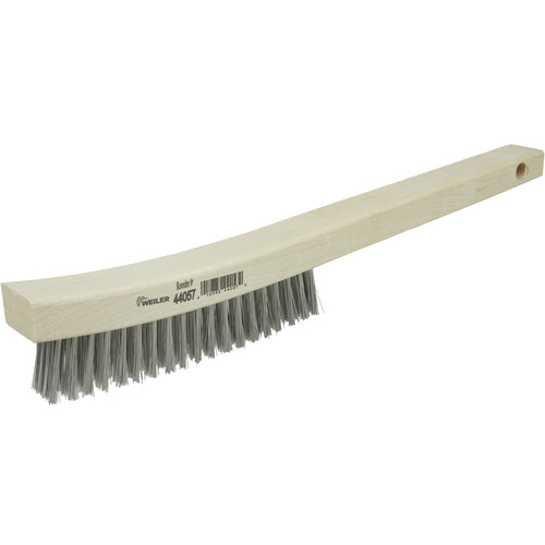 Hand Wire Scratch Brush, .012 Stainless Steel Fill, Curved Handle, 4 × 18 Rows - Americas Industrial Supply
