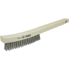 Hand Wire Scratch Brush, .012 Stainless Steel Fill, Curved Handle, 4 × 18 Rows - Americas Industrial Supply