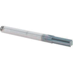 Scientific Cutting Tools - 3/8-24 Thread, 5/16" Shank Diam, AlTiN+ Coating, Solid Carbide Straight Flute Thread Mill - 4 Flutes, 3-1/2" OAL, 3/8" Min Noml Diameter - Americas Industrial Supply