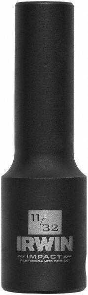 Irwin - 3/8" Drive 11/32" Deep Thin Wall Impact Socket - 6 Points, 2-1/2" OAL - Americas Industrial Supply