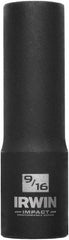 Irwin - 1/2" Drive 9/16" Deep Thin Wall Impact Socket - 6 Points, 3-1/4" OAL - Americas Industrial Supply