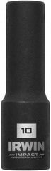 Irwin - 3/8" Drive 10mm Deep Thin Wall Impact Socket - 6 Points, 2-1/2" OAL - Americas Industrial Supply